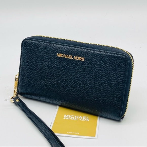 Michael Kors Large Flat MF Phone Case Wallet Black - Picture 5 of 8